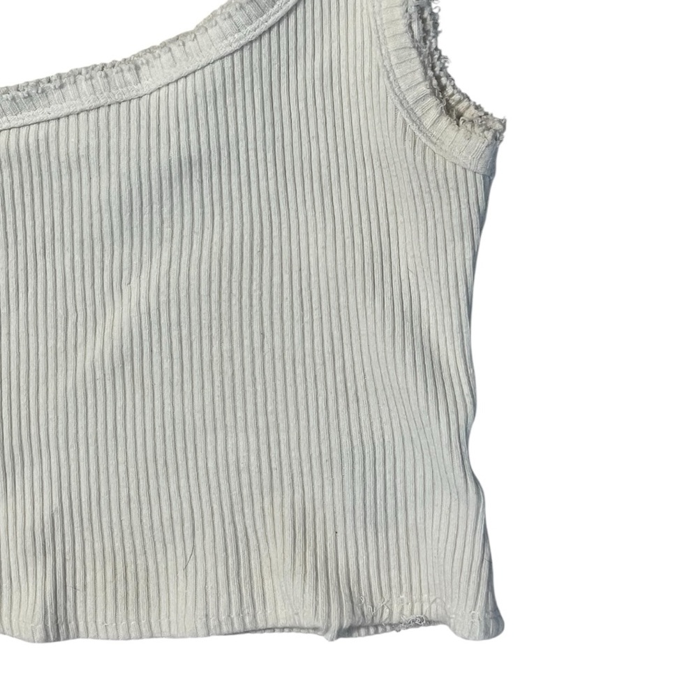One-Shoulder Ribbed White Top‎ - Picture 2 of 5